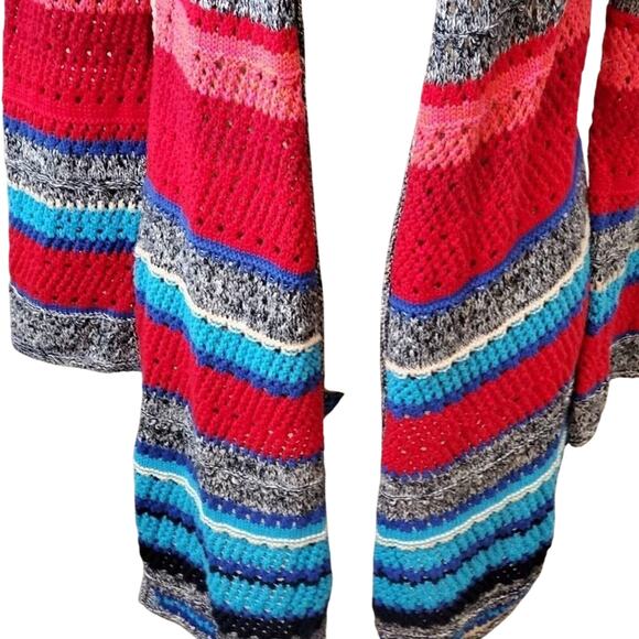 Gorgeous open weave striped boho cardigan size large - Picture 3 of 5
